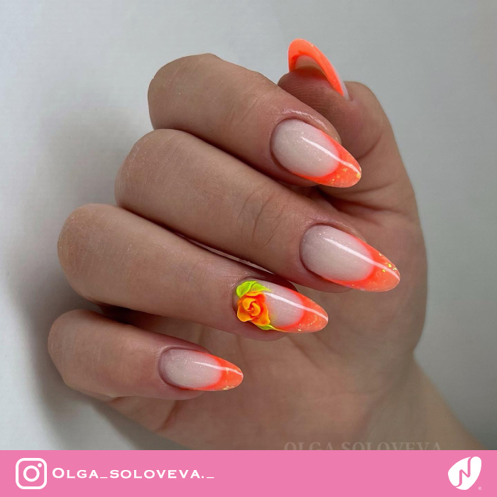 French and Flower Nail Design